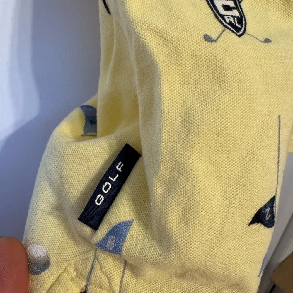 Chaps Ralph Lauren Yellow‎ Golf Patterned Polo Shirt